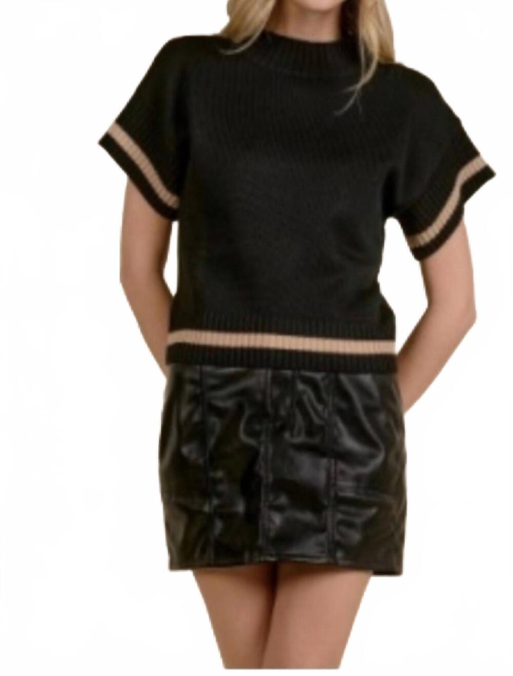 NEW ELAN short sleeve sweater in black